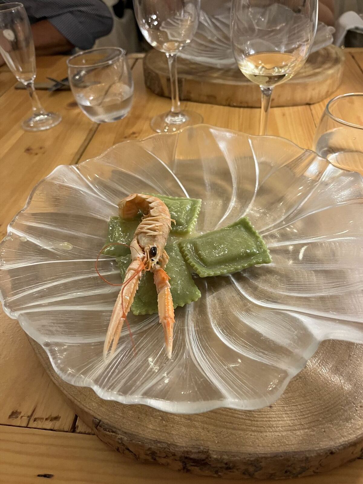 Ravioli verdi agli scampi